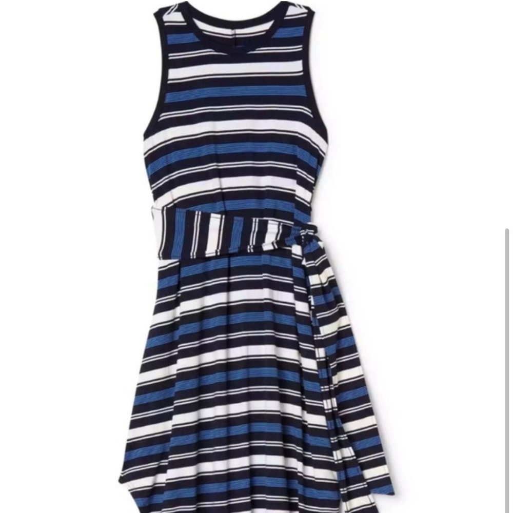 GAP Striped Blue and White Wrap Belt Sleeveless Dress. Size MP - Picture 3 of 7